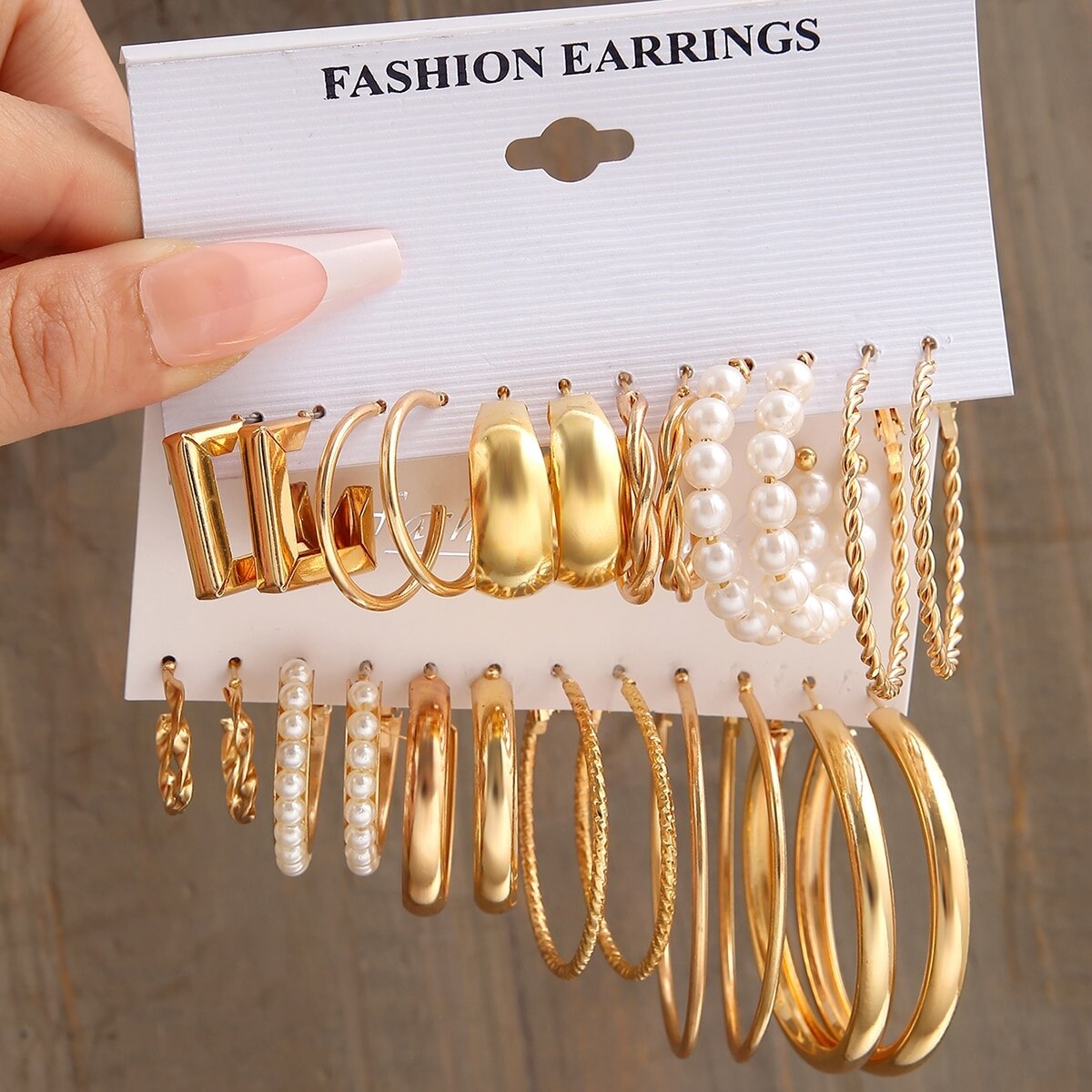 12pc GOLD Earring Hoop Set