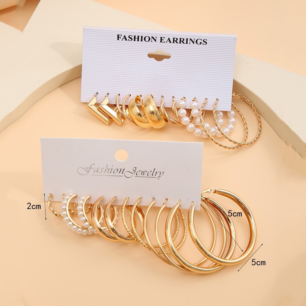 12pc GOLD Earring Hoop Set