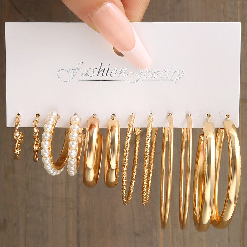 12pc GOLD Earring Hoop Set