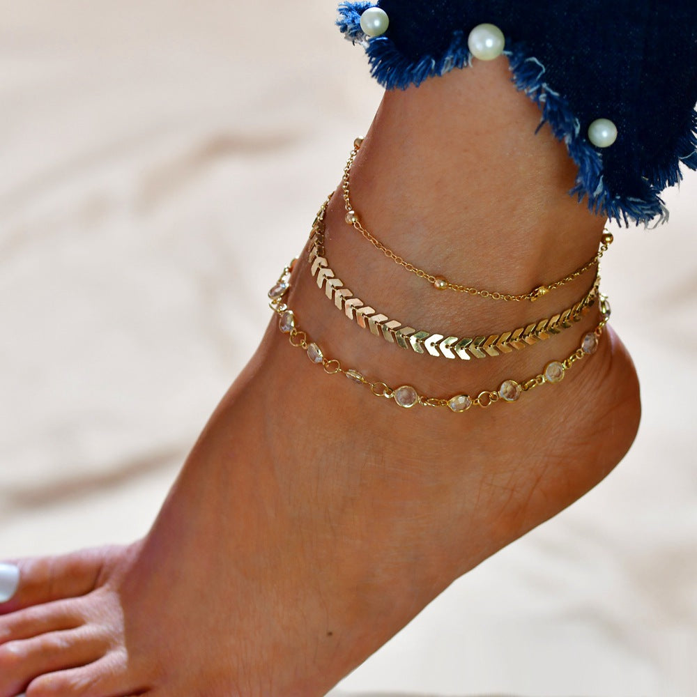 Simple Chain Anklet 3 pcs Set