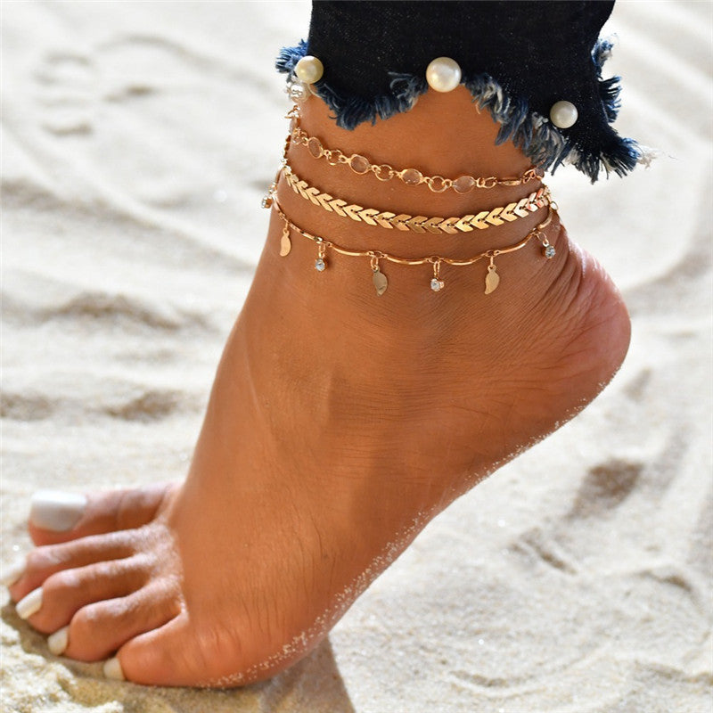 Simple Chain Anklet 3 pcs Set